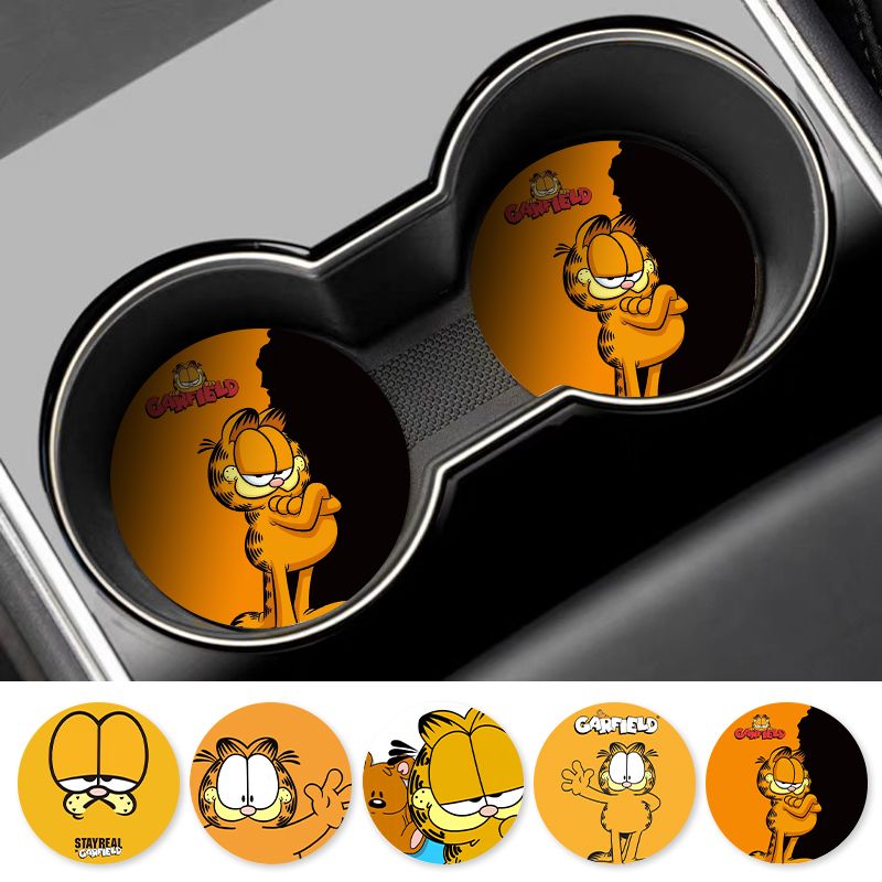漫画ガーフィールド車用カップコースターユニバーサル滑り止めオ - Tablet Accessories For Car のレビューと価格