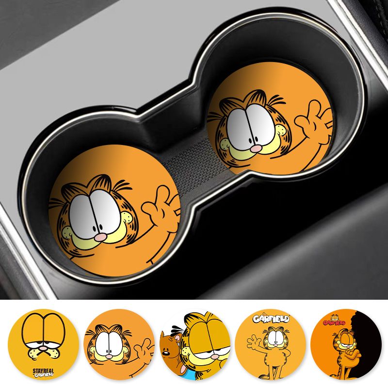 漫画ガーフィールド車用カップコースターユニバーサル滑り止めオ - Tablet Accessories For Car のレビューと価格